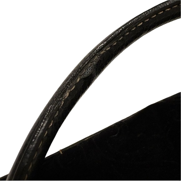 Franco Sarto Black Crushed Velvet Like Handbag Whimsy-Goth Vintage Kiss Lock - Picture 10 of 16